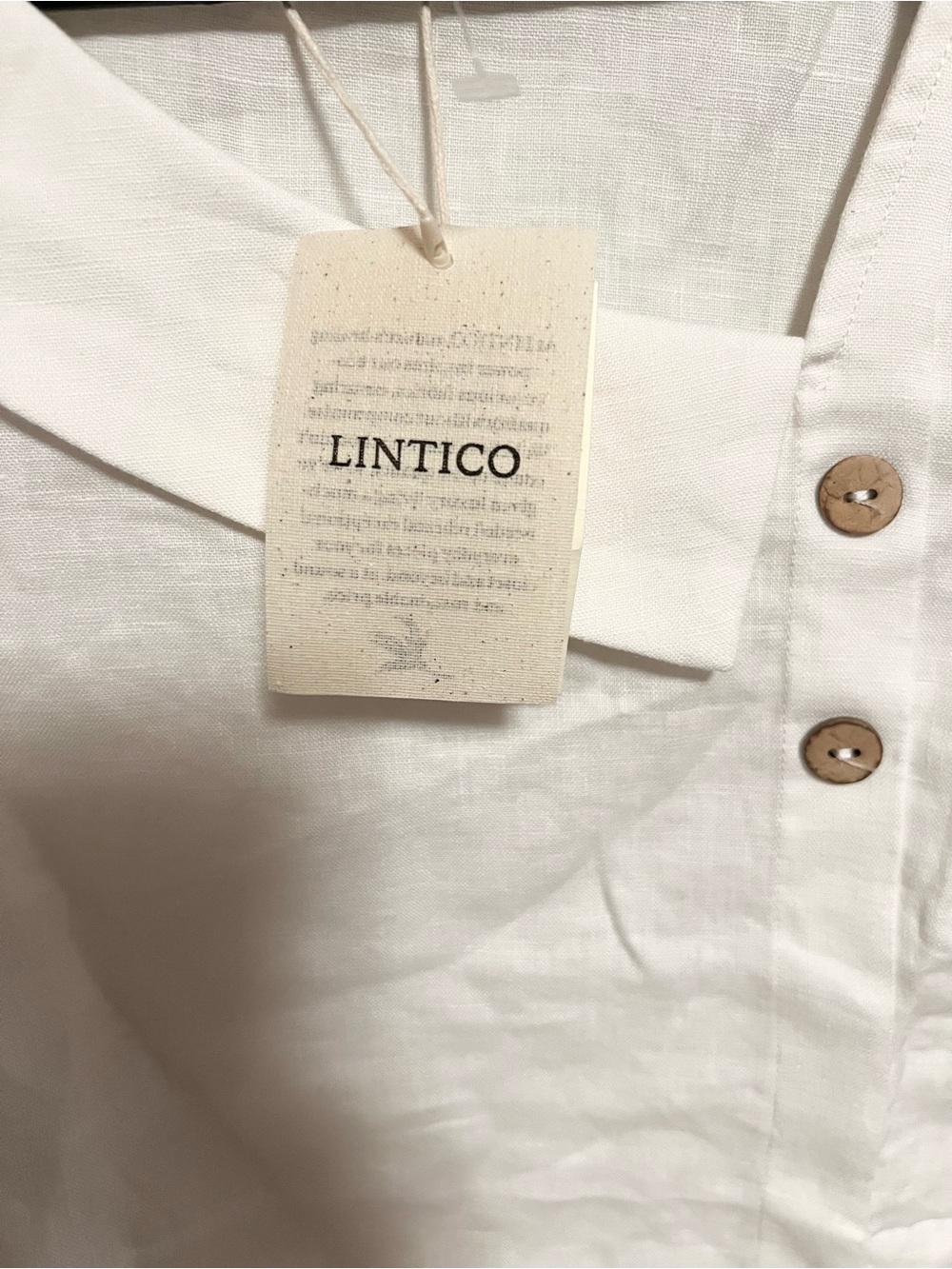 Lintico white Asymmetric Collar Linen Top NWT - Picture 6 of 10